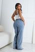 Retro Snap Button Denim Jeans with Stripes